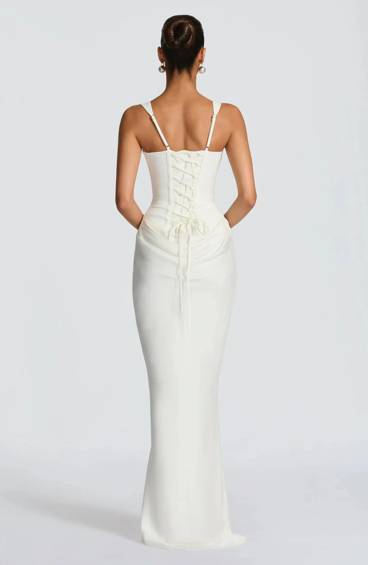 Robe longue ajustée femme dos nu