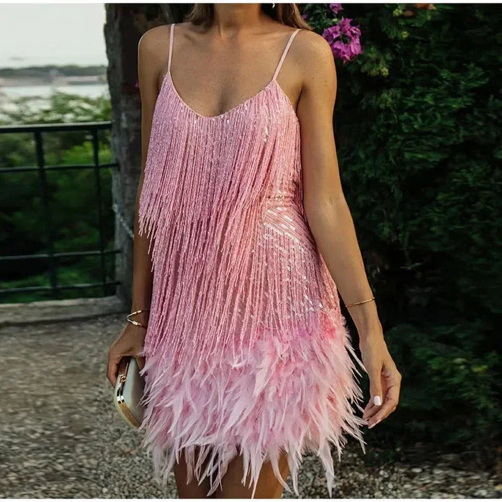 Sequin feather mini dress, Lily & Sam, image 2