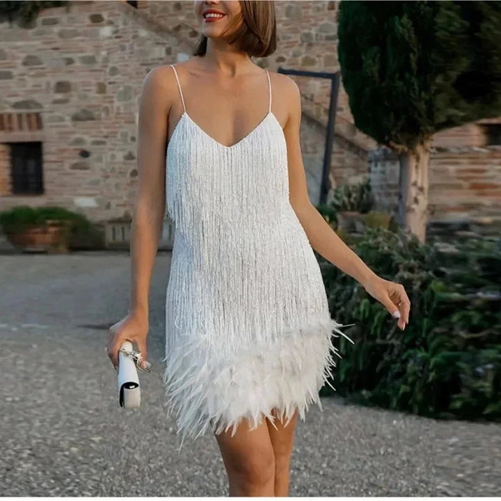 Sequin feather mini dress, Lily & Sam, image 6