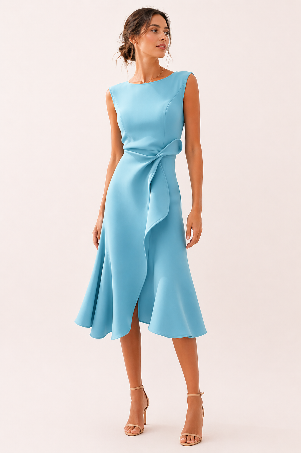 Boat neck midi dress with waist bow, Lily & Sam, image 1