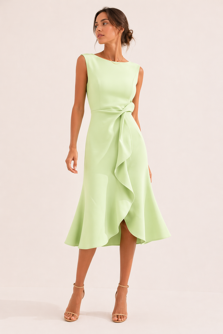 Boat neck midi dress with waist bow, Lily & Sam, image 3