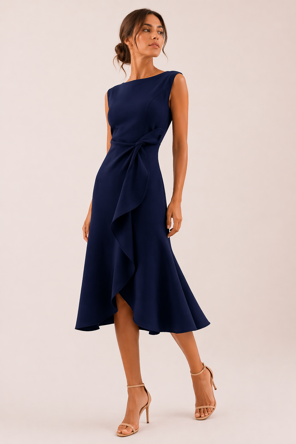 Boat neck midi dress with waist bow, Lily & Sam, image 4