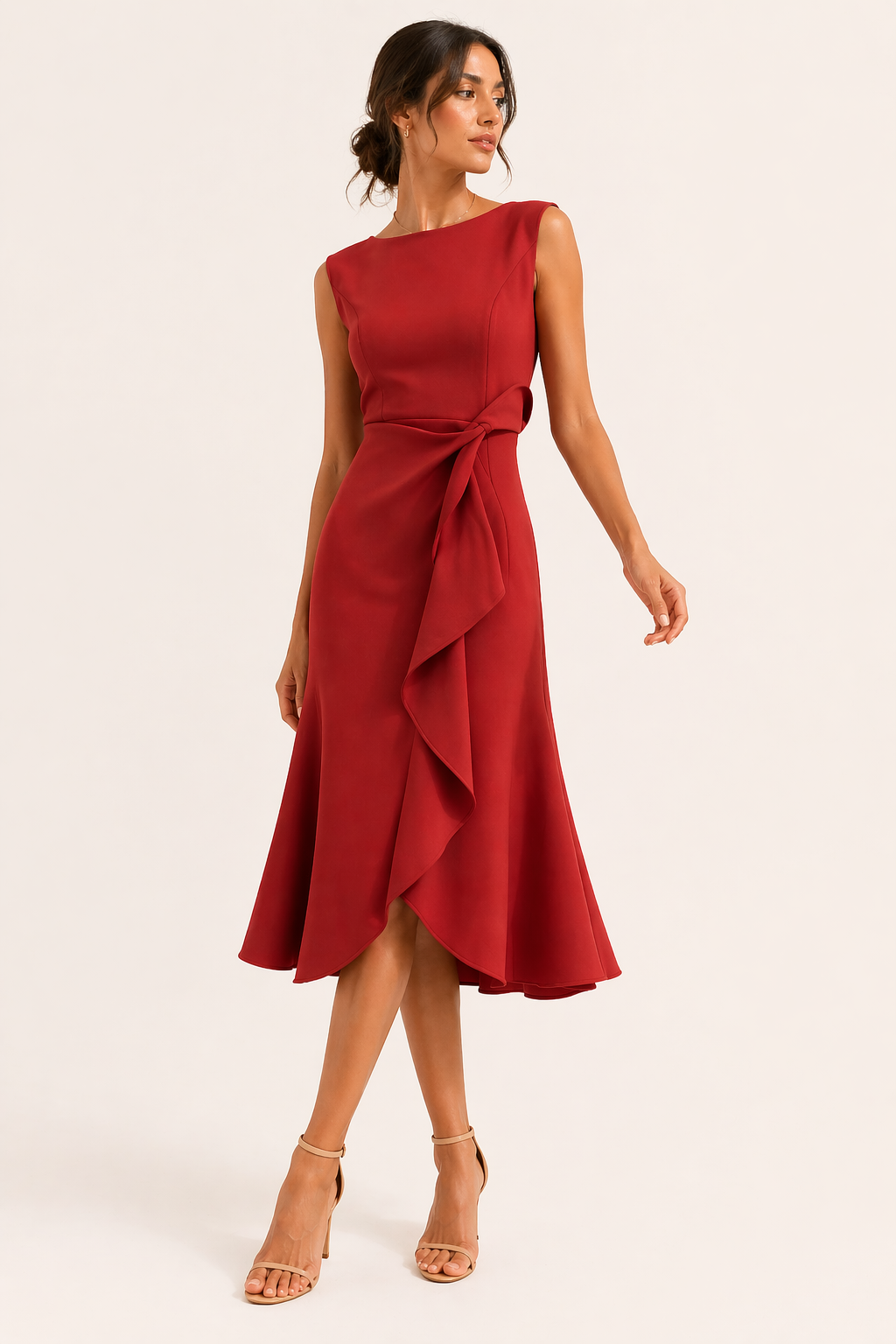 Boat neck midi dress with waist bow, Lily & Sam, image 5