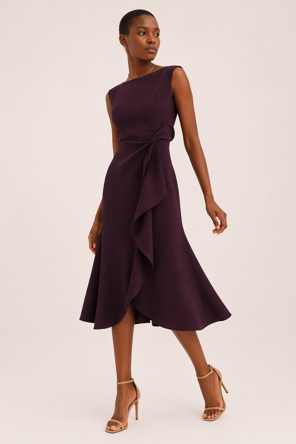 Boat neck midi dress with waist bow, Lily & Sam, image 6