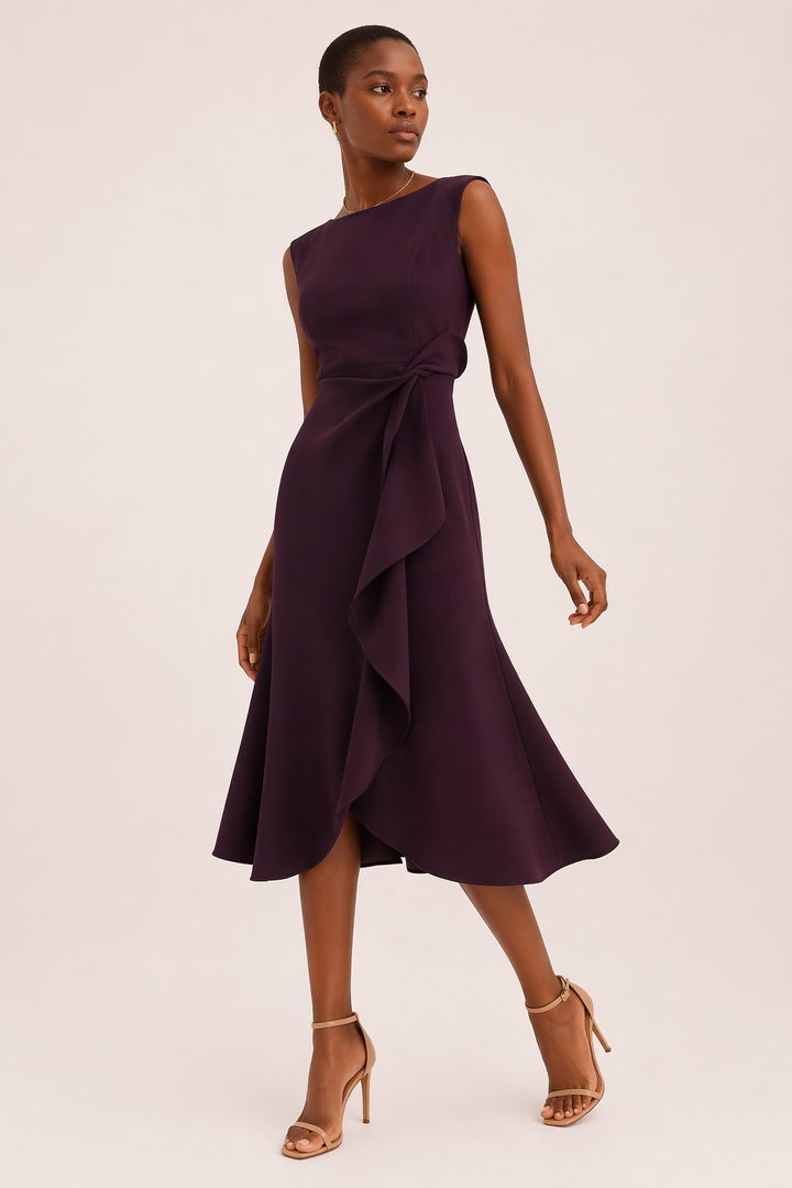 Boat neck midi dress with waist bow, Lily & Sam, image 6