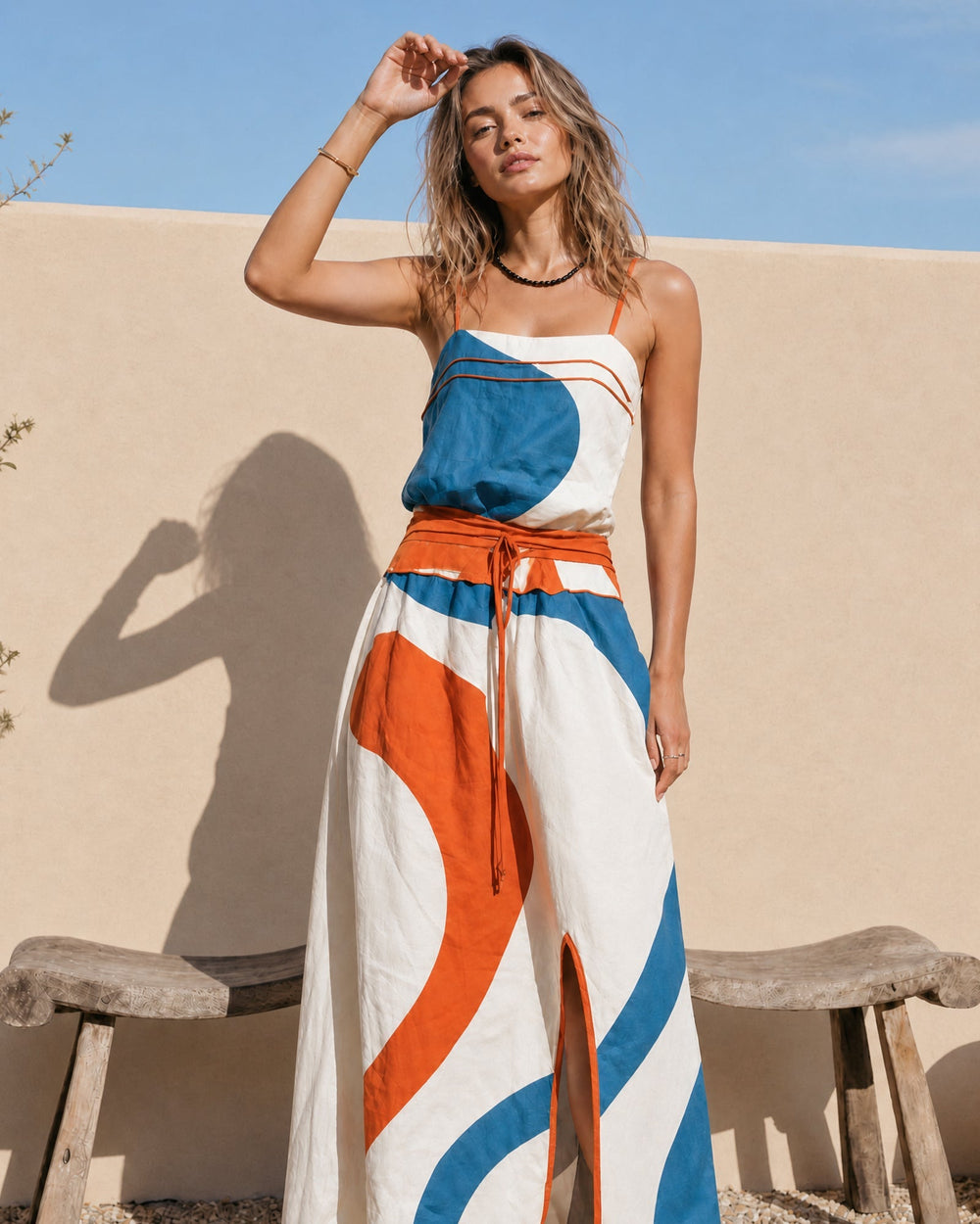 Women's Casual Printed Woven Sleeveless Maxi Dress With Spaghetti Straps, Lily & Sam, image 2