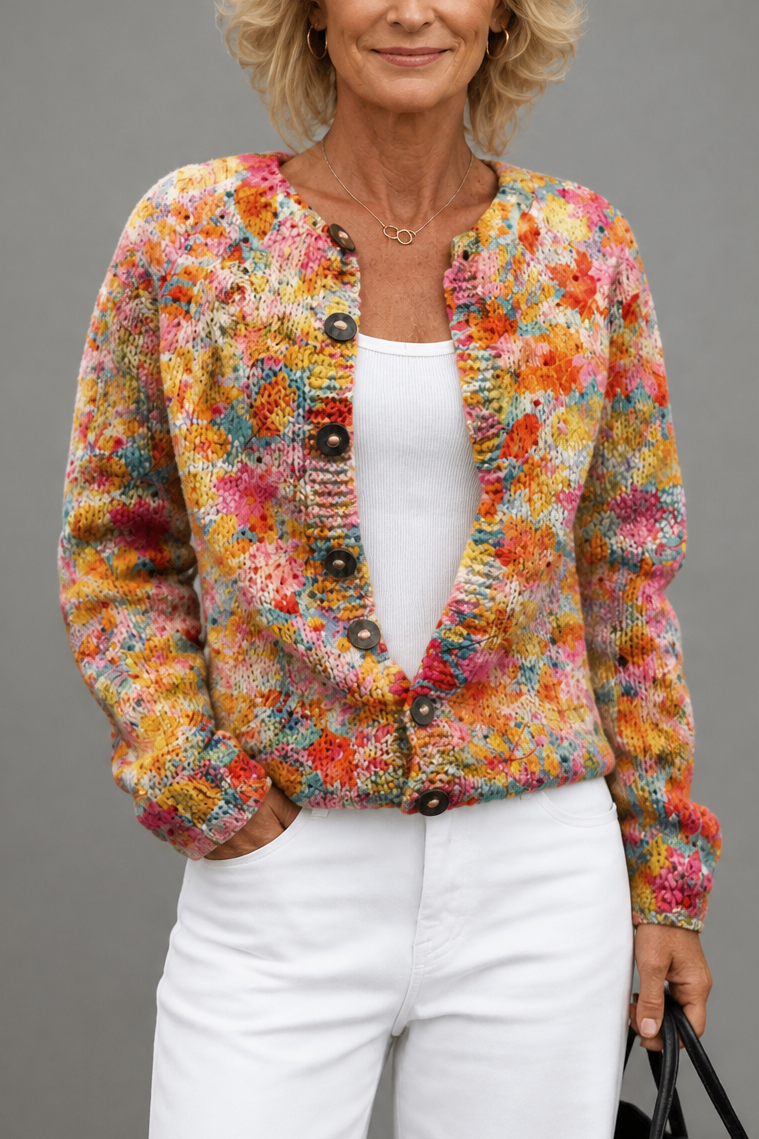 Floral Print Open Front Knit Cardigan, Lily & Sam, image 10