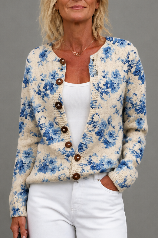 Floral Print Open Front Knit Cardigan, Lily & Sam, image 12