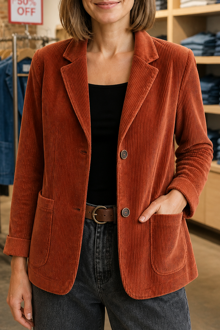 Fine Corduroy Look Structured Shoulder Jacket, Lily & Sam, image 11