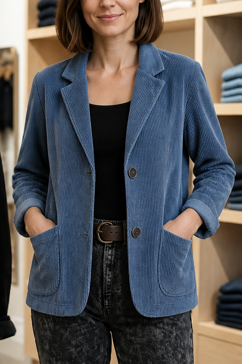 Fine Corduroy Look Structured Shoulder Jacket, Lily & Sam, image 12