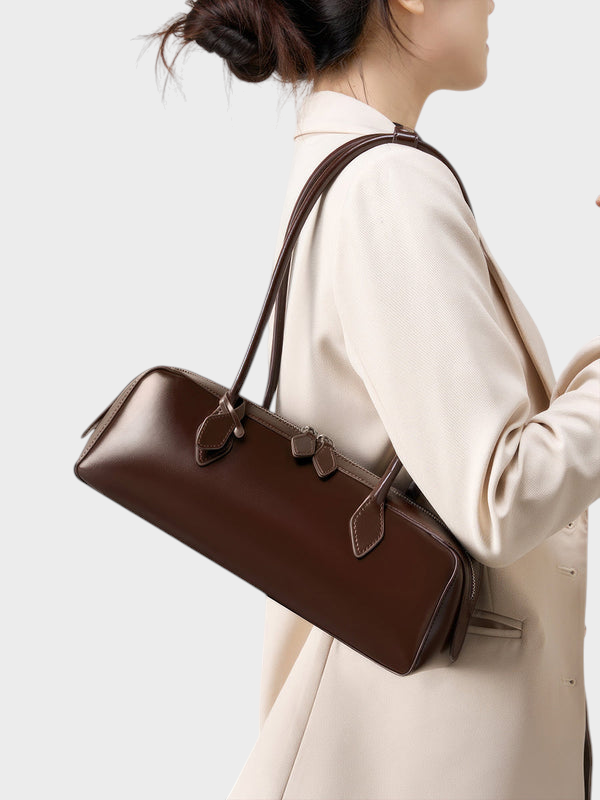 Women's Structured Zip Leather Bag, Lily & Sam, image 4