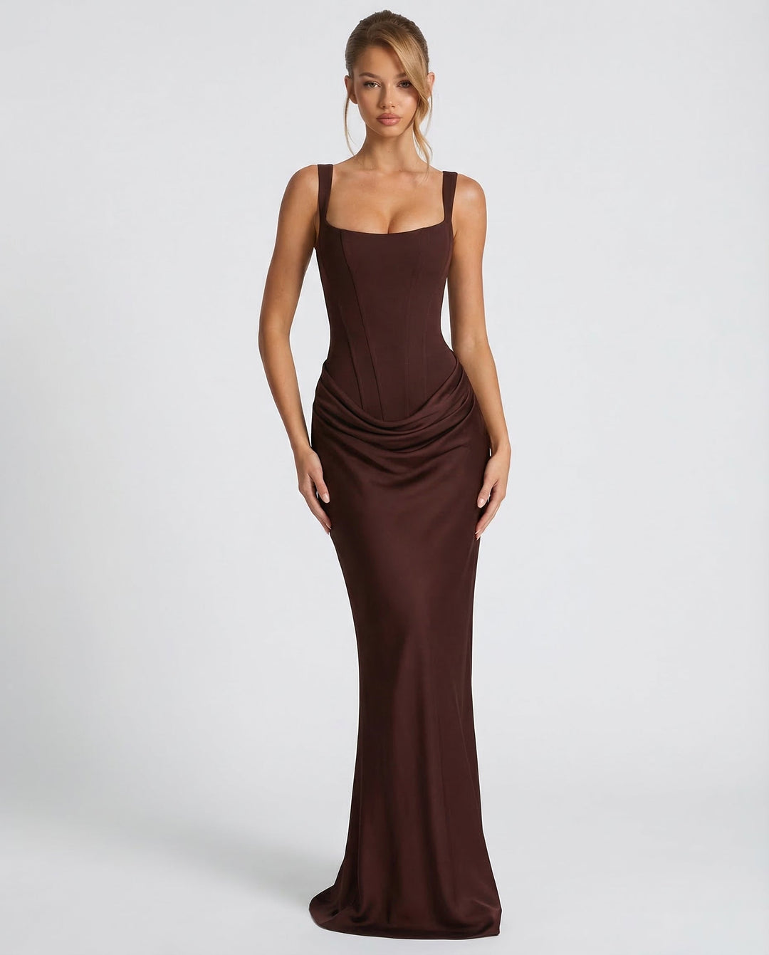 Square neck maxi dress with draped waist, Lily & Sam, image 1