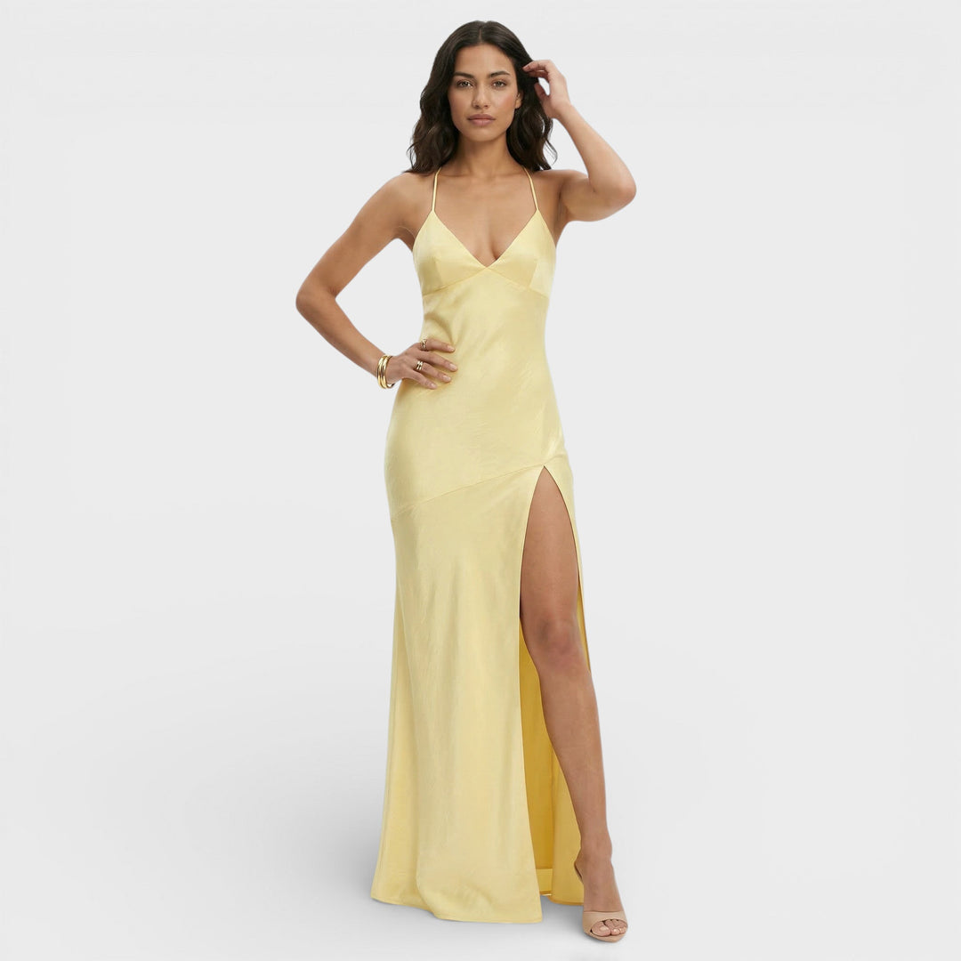V neck maxi dress with side slit, Lily & Sam, image 1