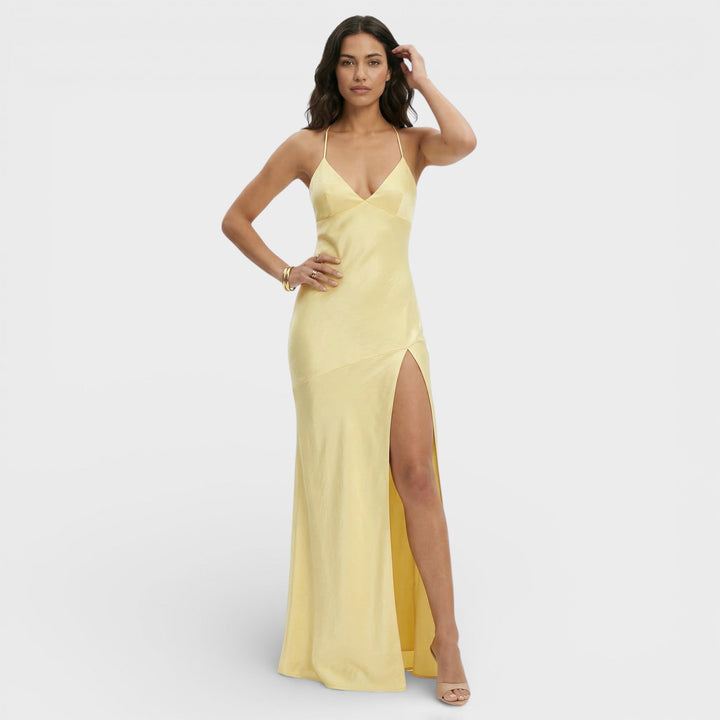 V neck maxi dress with side slit, Lily & Sam, image 1