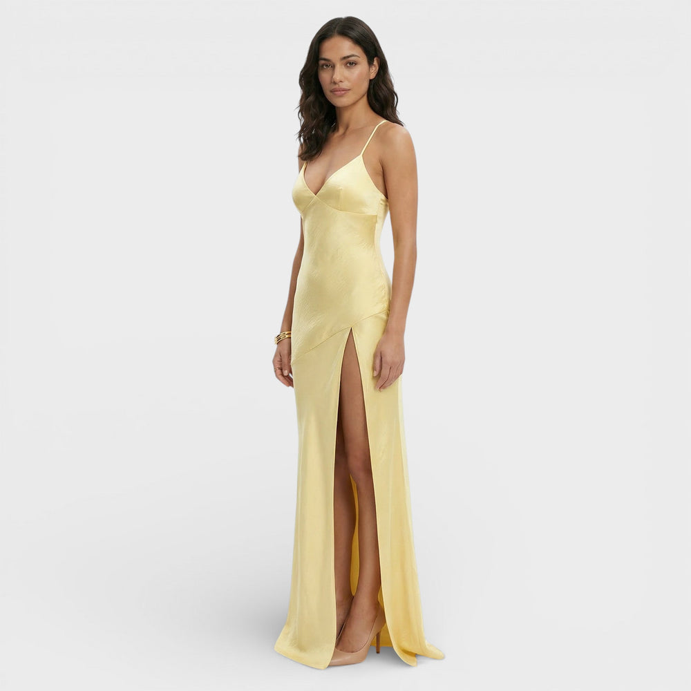 V neck maxi dress with side slit, Lily & Sam, image 2