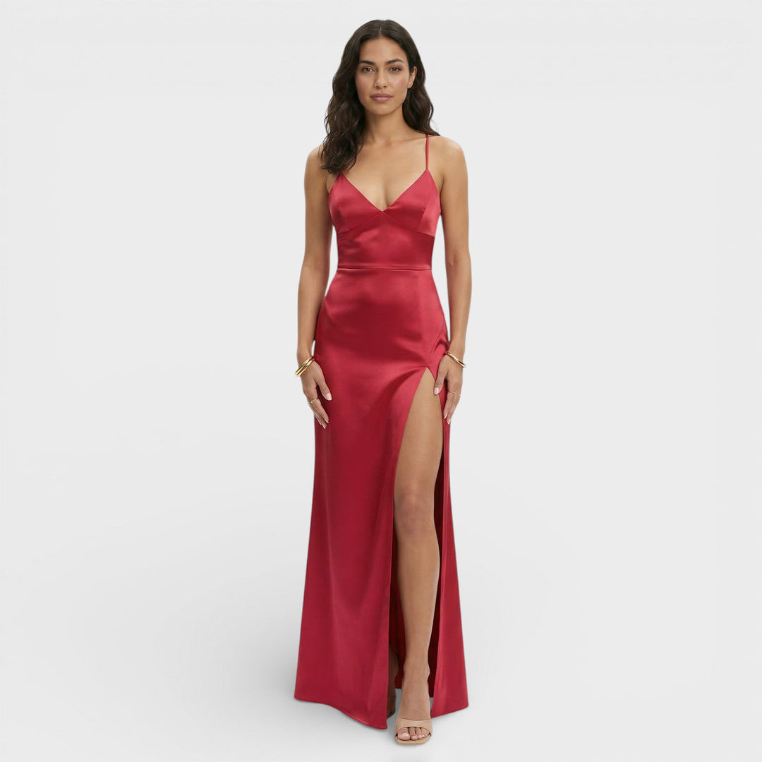 V neck maxi dress with side slit, Lily & Sam, image 6