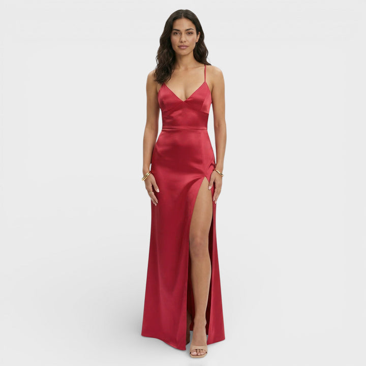 V neck maxi dress with side slit, Lily & Sam, image 6
