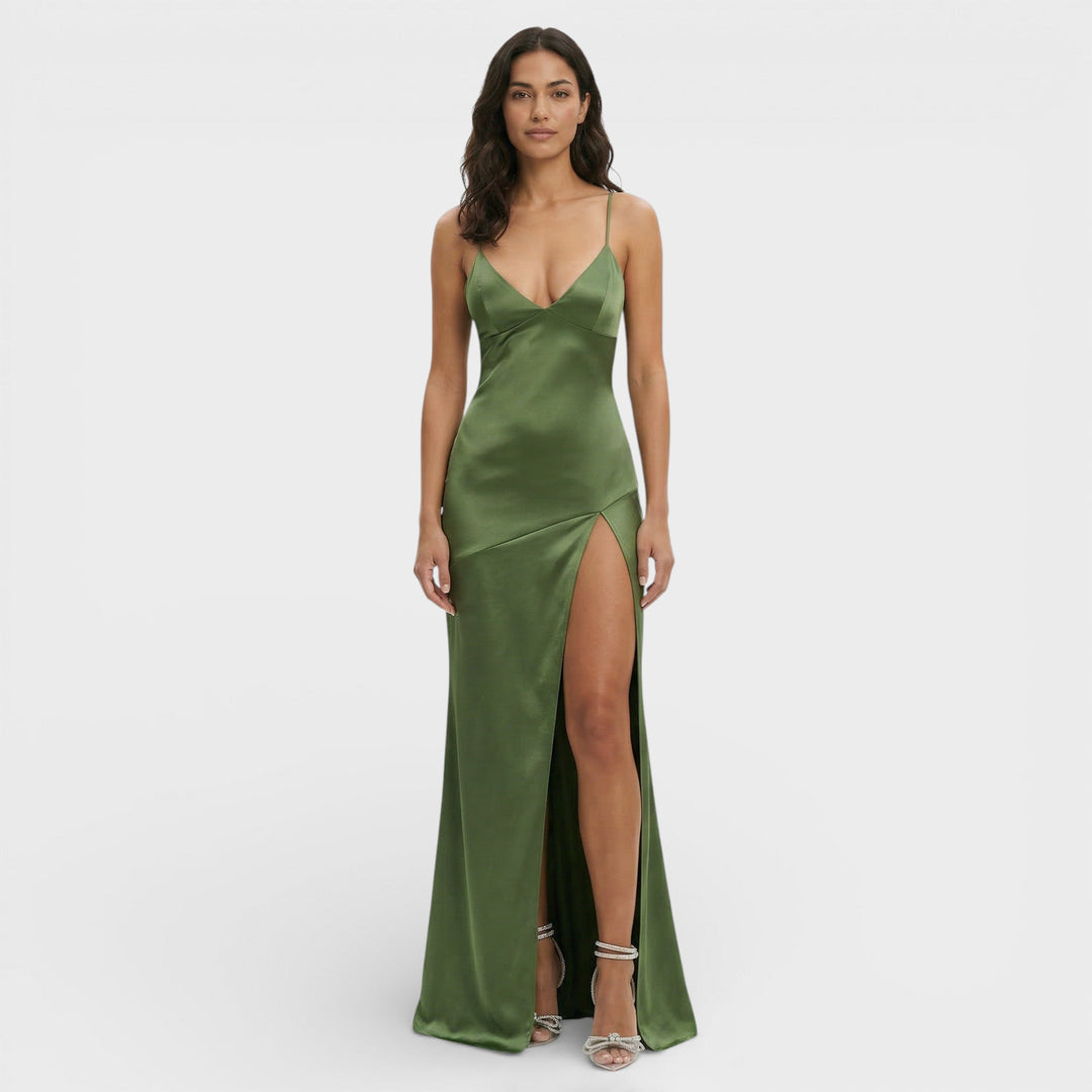 V neck maxi dress with side slit, Lily & Sam, image 7